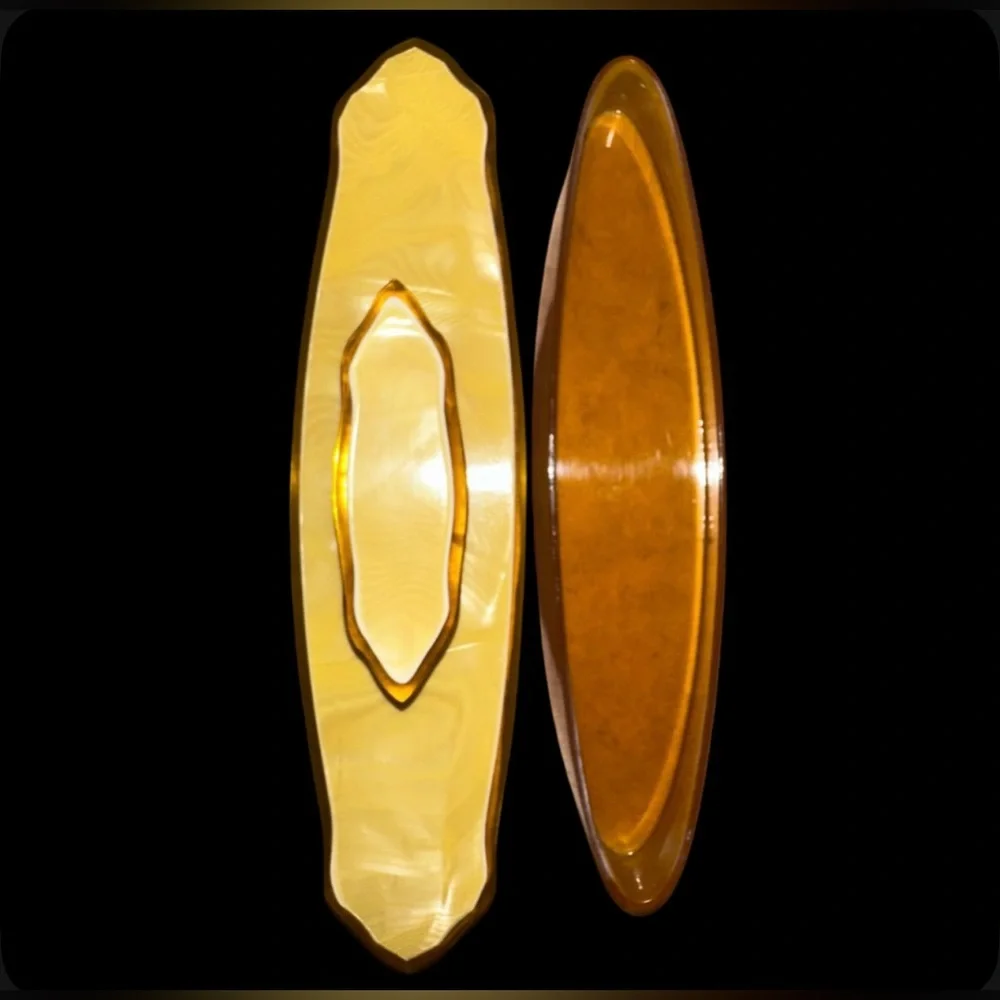 Antique‎ Celluloid 5 Pc Vanity Set 1930s Mirror, Buffer, Tray & 2 Containers